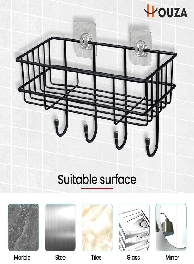 HOUZA Wall-Mounted Bathroom Rack - Self Adhesive Organizer, 𝐍𝐨 𝐃𝐫𝐢𝐥𝐥𝐢𝐧𝐠 𝐍𝐞𝐞𝐝𝐞𝐝 & Space-Saving with Lightweight, Effortless Setup (Pack of 1) - Image 4